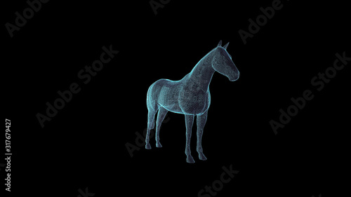 Horse Hologram Wireframe. Nice 3D Render on a black background © mahirkart