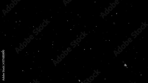 Falling slow snow isolated on black background in 4K to be used for composing  motion graphics  Large and small snow snowflakes  Isolated falling snow 