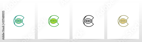 Leaf On Letter Logo Design C
