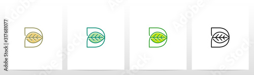 Leaf On Letter Logo Design D