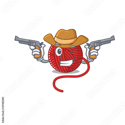 Red wool yarn dressed as a Cowboy having guns photo