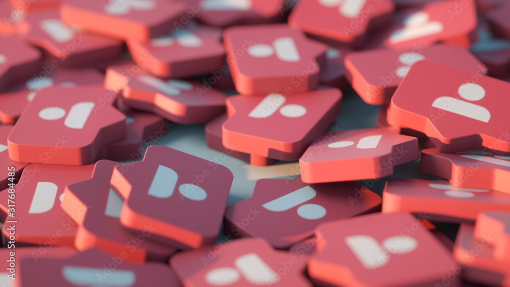 Social media notification icon. Follow, comment, like icon. - 3D Render