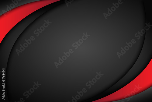 High contrast dark grey and red stripes with shadows on gradient background. Abstract grunge tech graphic banner design. Vector Illustration EPS10