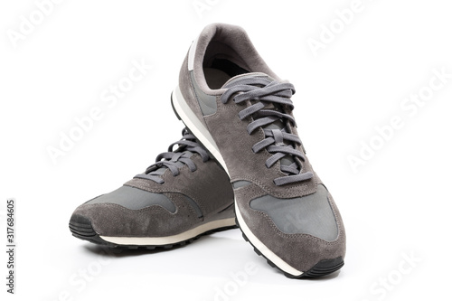 grey casual sports shoes/sneaker isolated on white background