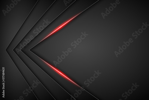 High contrast dark grey and red stripes with shadows and lights on gradient background. Abstract grunge tech graphic banner design. Vector Illustration EPS10