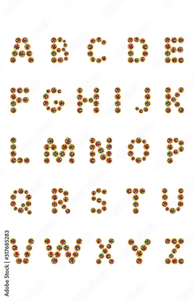 colorful cookies glaze, letter, alphabet, white background isolated colorful cookies glaze, letter, alphabet, white background isolated