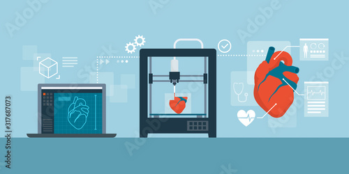 Medical 3D printing process of human heart