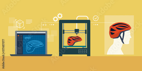 3D printing a bicycle helmet with a 3D printer