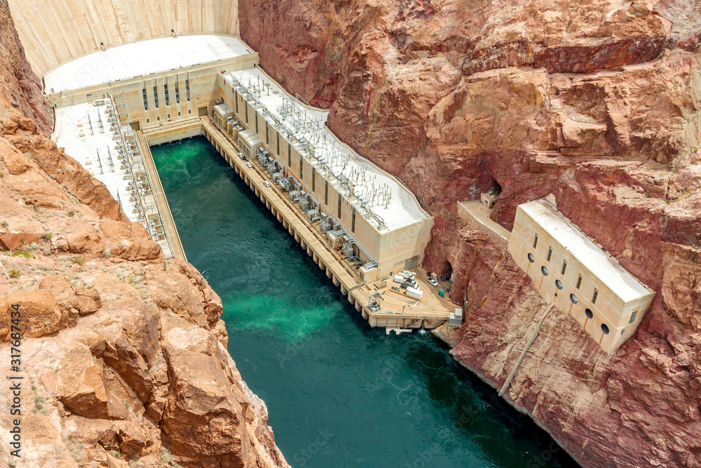 Hoover Dam on Arizona and Nevada border in United States of America. Stock Photo Adobe Stock