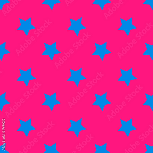 Seamless abstract Star Blue pattern on Pink background  Vector illustration texture for paper  wrapping and fabric
