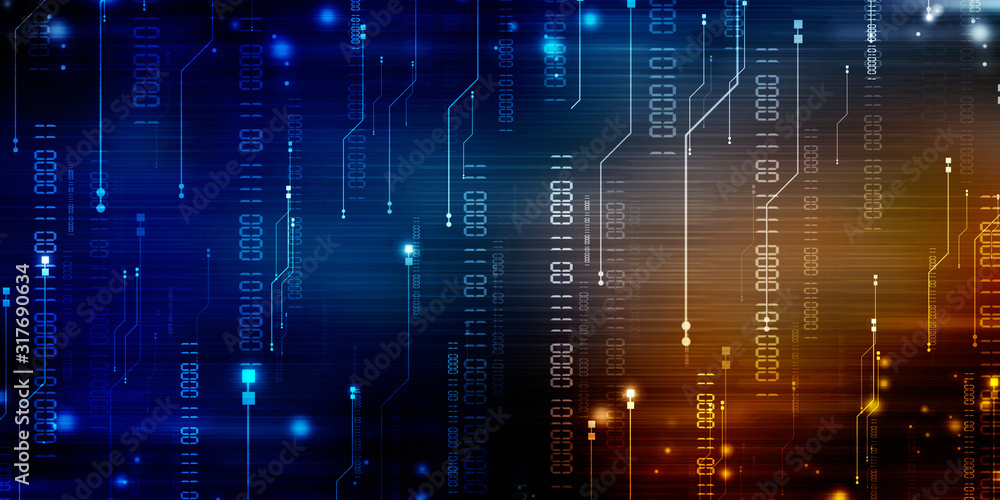 Fototapeta premium 2d illustration abstract digital binary data on computer screen