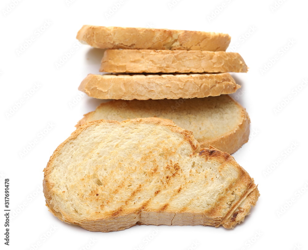 Toast slices isolated on white background Toast slices isolated on white background