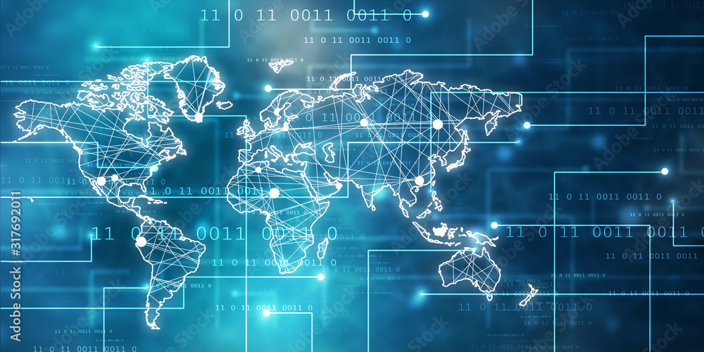 Fototapeta premium 2d illustration world map abstract background