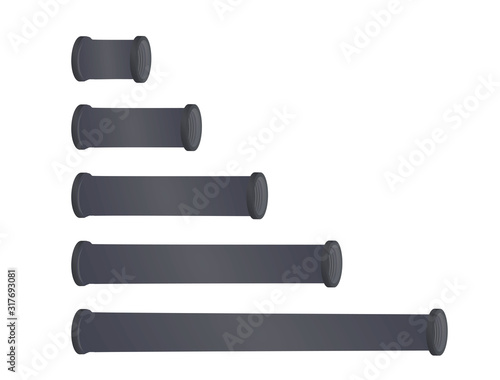 Silver pipe tube set. vector illustration