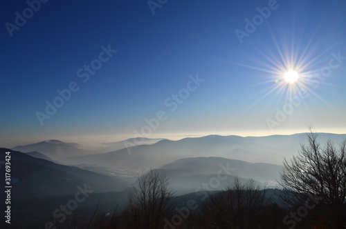 Winter Carpathian mountains on a bright sunny day © vbaleha