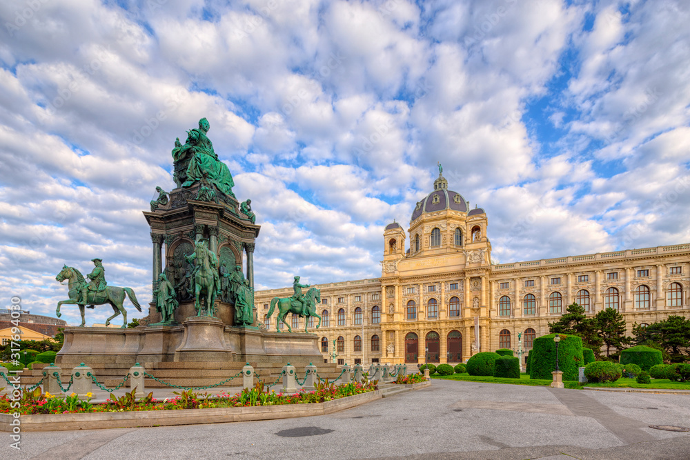 Maria Theresa monument on the square near Historical museum in Vienna, Austria.