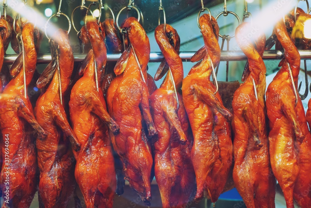 Many of the delicious Roasted duck, thai street food market