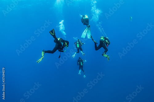 divers, Pico Island, Azores Archipelago.