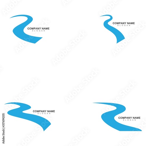 R Letter River Logo Template