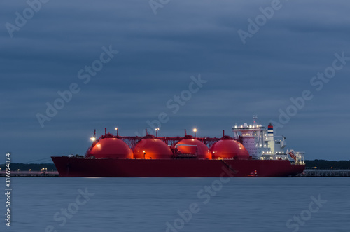 LNG TANKER AND PILOT BOAT - A beautiful ship at the gas terminal