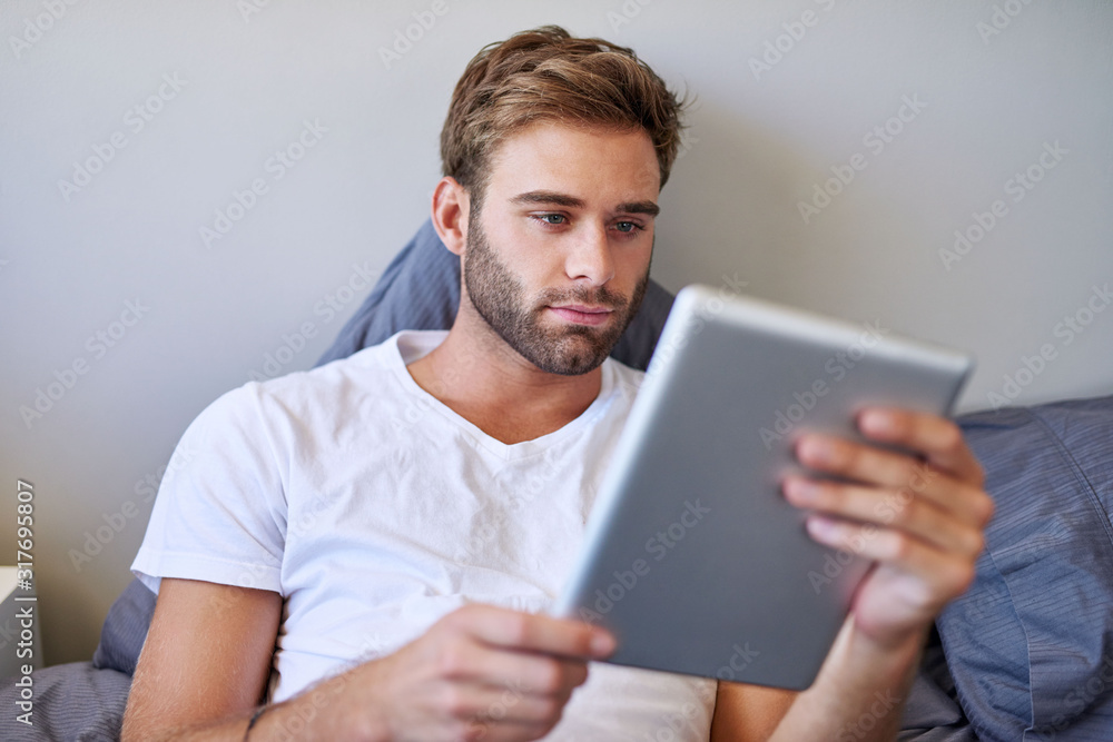 He loves that he can browse from his bed He loves that he can browse from his bed