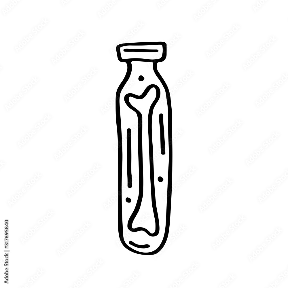 Magic bottle hand drawn doodle vector line art illustration, sticker, icon. Black monochrome design. Isolated on white background. Easy to change color. Design element. Magic, witchcraft tools. Witch Magic bottle hand drawn doodle vector line art illustration, sticker, icon. Black monochrome design. Isolated on white background. Easy to change color. Design element. Magic, witchcraft tools. Witch