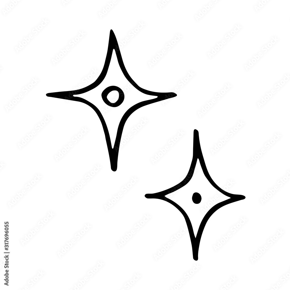 Magic star hand drawn doodle vector line art illustration, sticker, icon. Black monochrome design. Isolated on white background. Easy to change color. Design element. Magic, witchcraft tools. Magic star hand drawn doodle vector line art illustration, sticker, icon. Black monochrome design. Isolated on white background. Easy to change color. Design element. Magic, witchcraft tools.