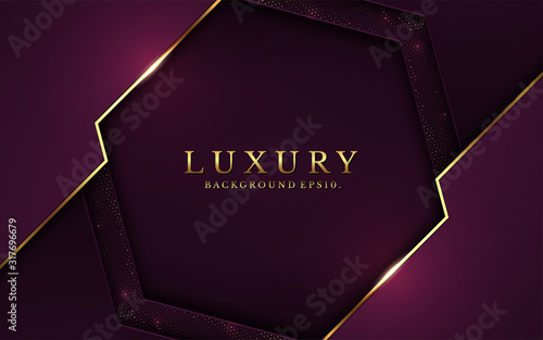 modern luxury Purple background vector overlap layer on dark and shadow black space with abstract for design. graphic illustration Texture with line golden Sparkles glitters dots element decoration.