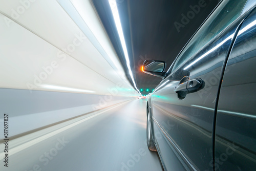 High-speed car in the tunnel, Motion Blur