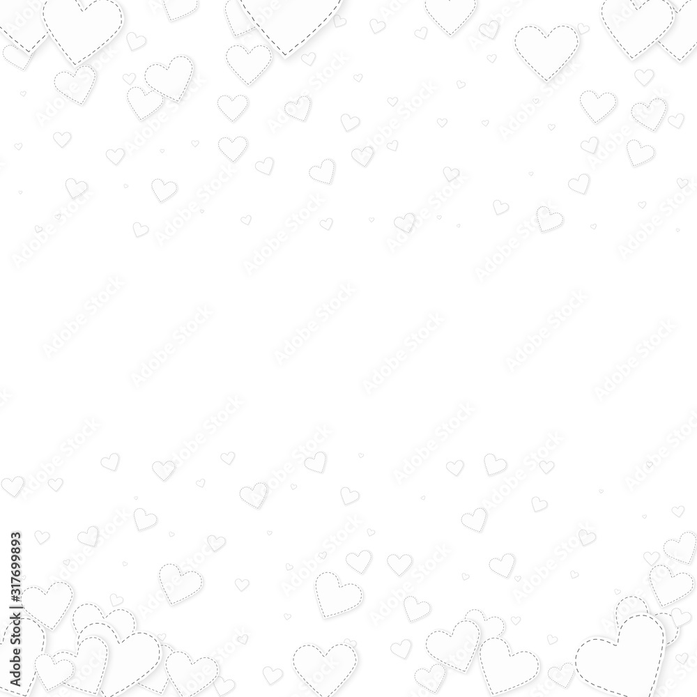 White heart love confettis. Valentine's day border White heart love confettis. Valentine's day border