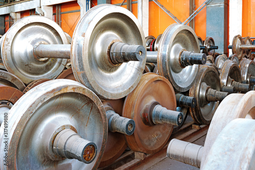 heavy industry factory,production of the steel train wheels