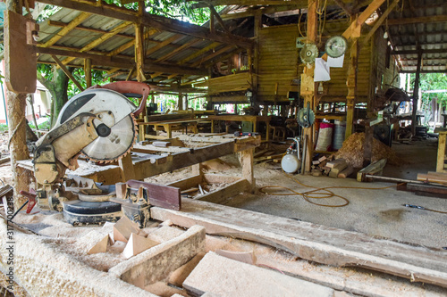 wooden sawmill with traditional pattern 