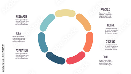 Business infographics. Circle with 7 parts, steps. Vector template.