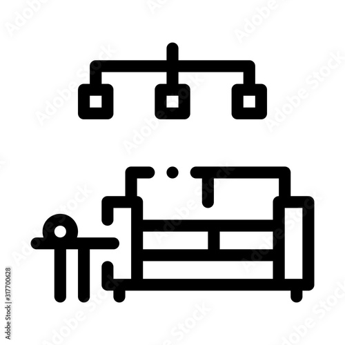 Living Room Icon Vector. Outline Living Room Sign. Isolated Contour Symbol Illustration