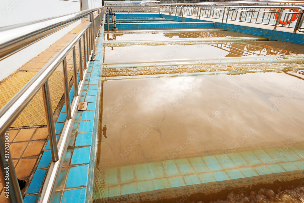 Fototapeta premium Modern urban wastewater treatment plant