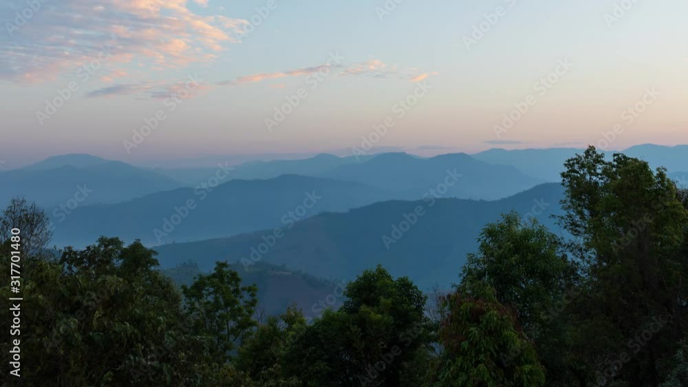 Time lapse Natural background, landscape with mountains, forest, Sky and clouds in the morning at Mae Moei National Park Tak Province Northern region of Thailand Time lapse Natural background, landscape with mountains, forest, Sky and clouds in the morning at Mae Moei National Park Tak Province Northern region of Thailand
