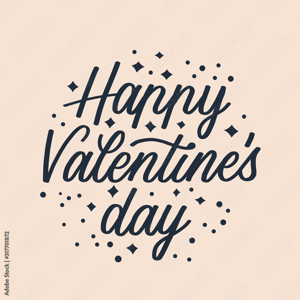 Fototapeta premium Valentines day background with heart pattern and typography of happy valentines day text . Vector illustration. Wallpaper, flyers, invitation, posters, brochure, banners