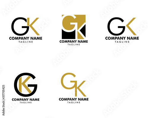 Set of Initial Letter GK Logo Template Design