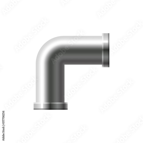 Pipe stainless steel, metallic plumbing fittings pipeline. Water, fuel or gas pipes sewage, oil refinery industry pipeline, house sewervector illustration