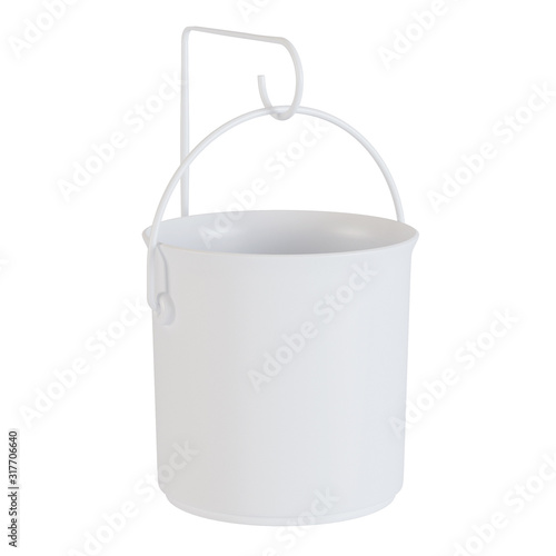 Planter with bracket isolated on a white background. 3D rendering.