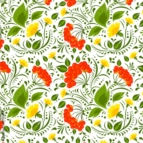 Graphic ethnic floral pattern with Ukrainian folk motifs. Great element for your design.