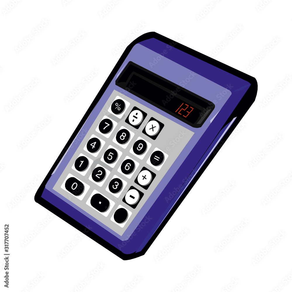 Top View of Black Calculator on white Top View of Black Calculator on white