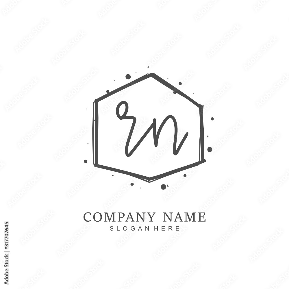 Handwritten initial letter R N RN for identity and logo. Vector logo template with handwriting and signature style. Handwritten initial letter R N RN for identity and logo. Vector logo template with handwriting and signature style.