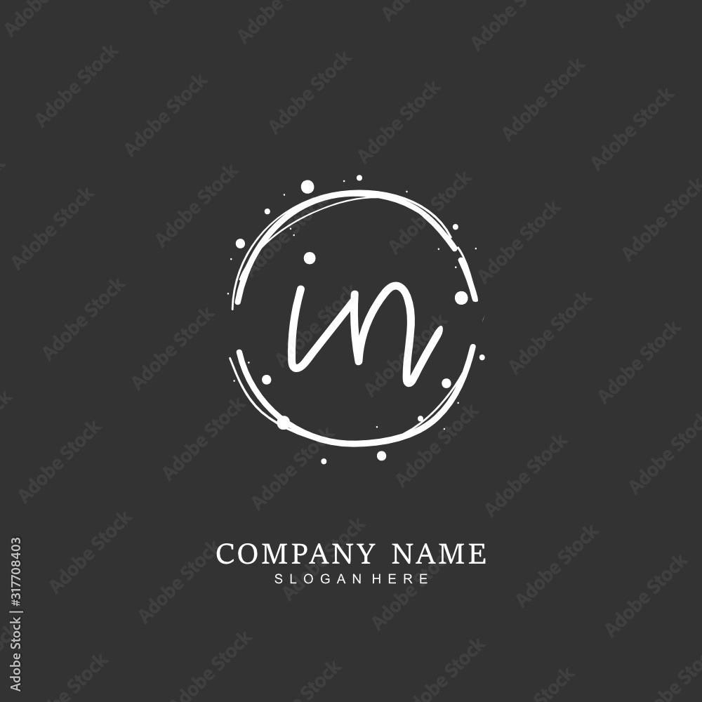 Handwritten initial letter I N IN for identity and logo. Vector logo template with handwriting and signature style. Handwritten initial letter I N IN for identity and logo. Vector logo template with handwriting and signature style.