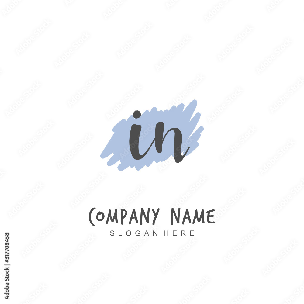 Handwritten initial letter I N IN for identity and logo. Vector logo template with handwriting and signature style. Handwritten initial letter I N IN for identity and logo. Vector logo template with handwriting and signature style.