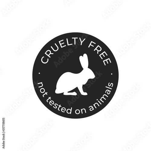 Cruelty free not tested on animals vector icon. Black