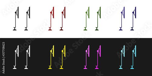 Set Windscreen wiper icon isolated on black and white background. Vector Illustration