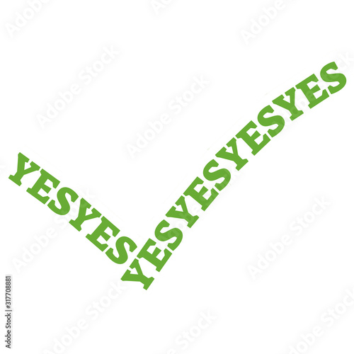 Photos A green symbol of ok, agreement or accordance made of the word yes
