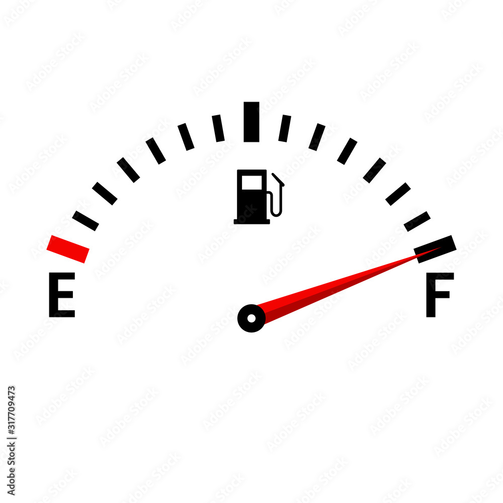 Gauge vector tank full icon. Car dashboard with fuel level in the tank. Gauge vector tank full icon. Car dashboard with fuel level in the tank.