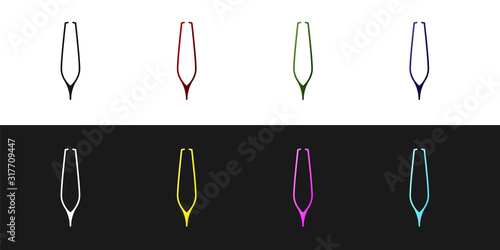 Set Eyebrow tweezers icon isolated on black and white background. Cosmetic tweezers for ingrown hair. Vector Illustration
